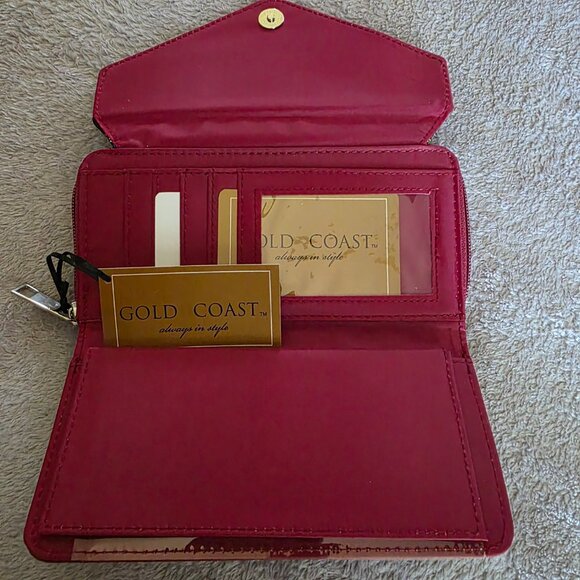 Gold Coast Southwest Aztec Design Red Clutch Wallet - NWT - Picture 4 of 5